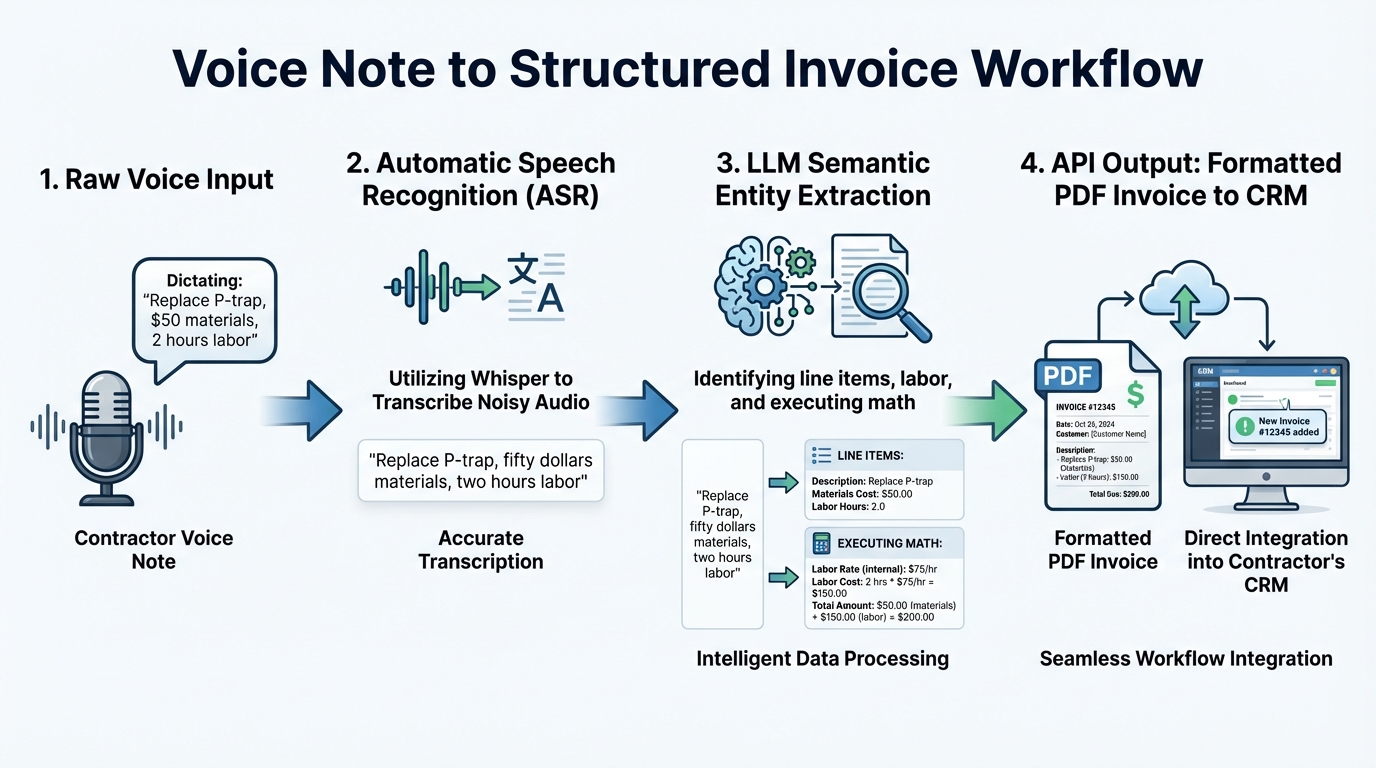 Voice Note to Structured Invoice Workflow
